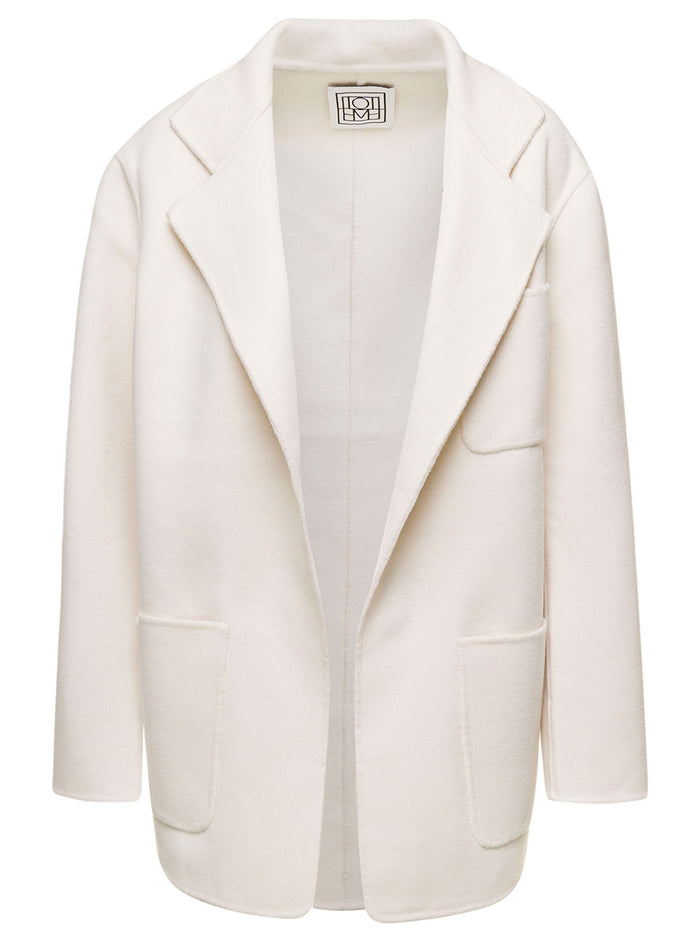 Cream White Blazer With Patch Pockets Wool Woman Rws