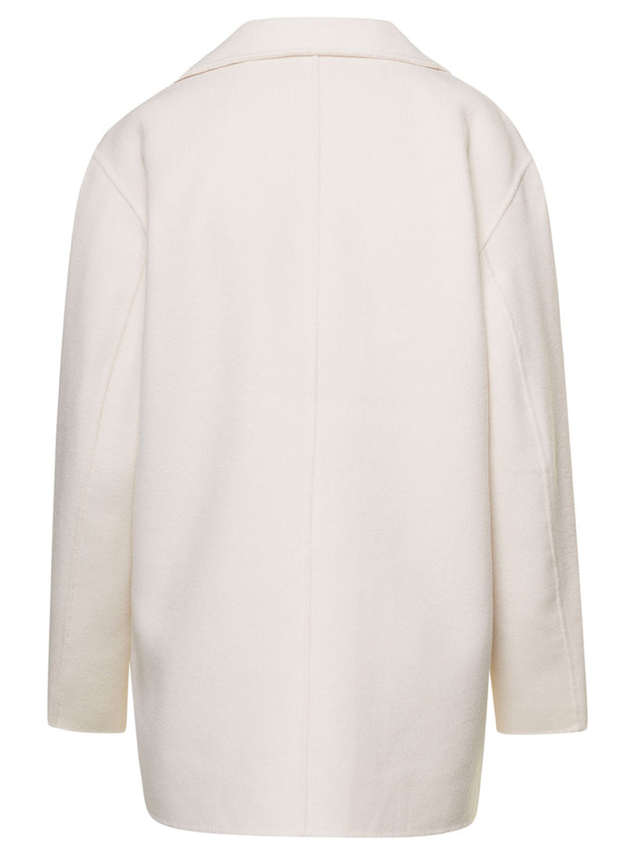 Cream White Blazer With Patch Pockets Wool Woman Rws