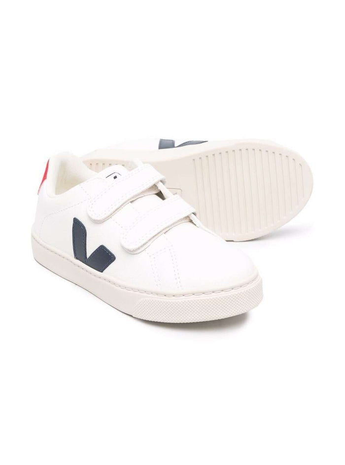 White Sneakers V-12 With Touch Strap Leather Kids Chromefree