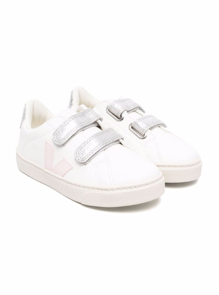 White Sneakers V-12 With Silver-Tone Touch Strap Leather Girl Chromefree
