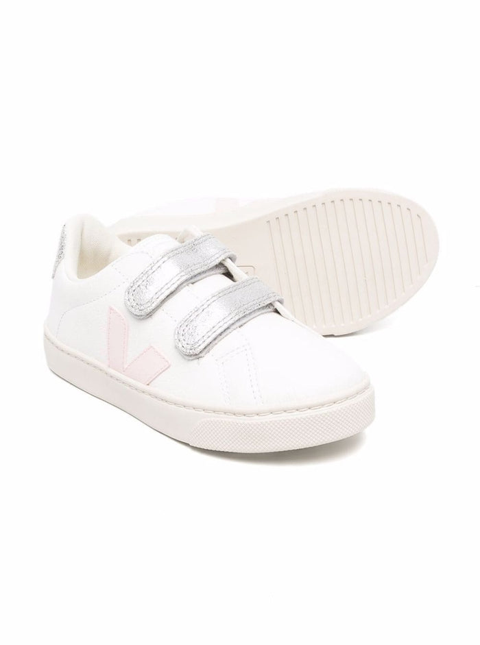 White Sneakers V-12 With Silver-Tone Touch Strap Leather Girl Chromefree
