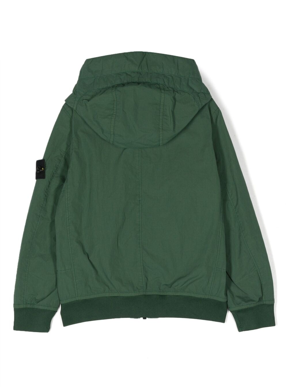 Hooded Rain Jacket Green Technical Fabric Boy Polyammide Cotton