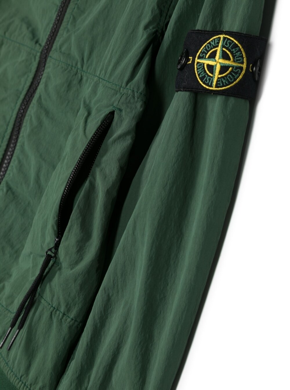 Hooded Rain Jacket Green Technical Fabric Boy Polyammide Cotton