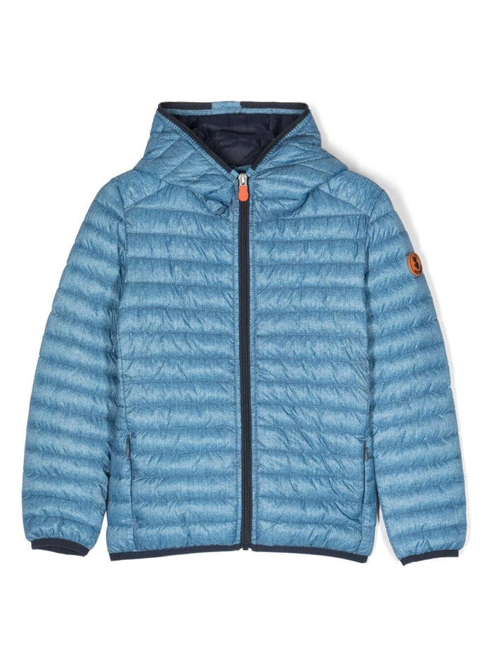 Save The Duck Boys Drew Light Blue Quilted Nylon Ecological Down Jacket Polyester