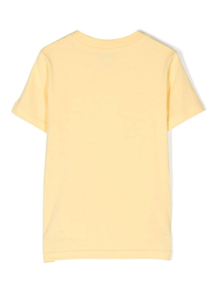 Yellow Crewneck T-Shirt With Teddy Bear Print Cotton Boy Tshirts And Polo Shirts