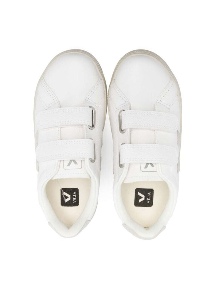 White Sneakers V-12 With Touch Strap Leather Kids Chromefree