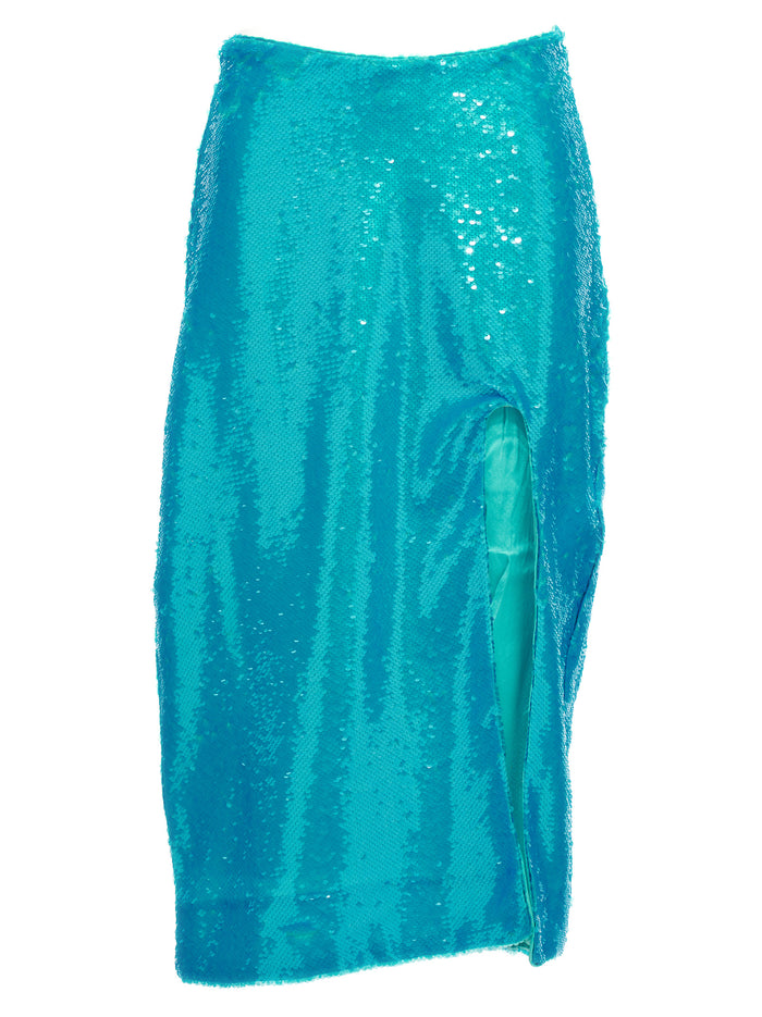 Sequin midi skirt Light Blue Recycled Polyester