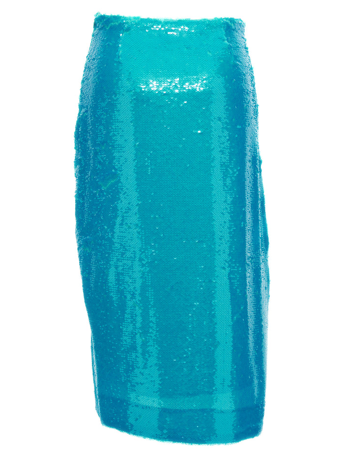 Sequin midi skirt Light Blue Recycled Polyester