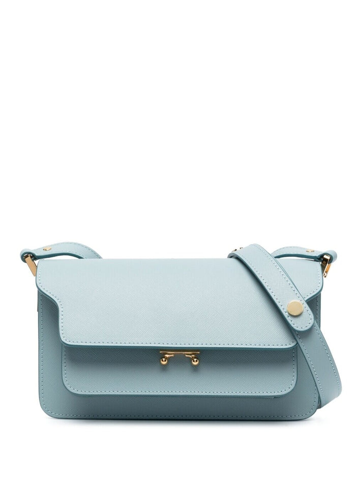 Light-Blue Crossbody Bag Saffiano Leather Woman Light Blue Calf Shoulder