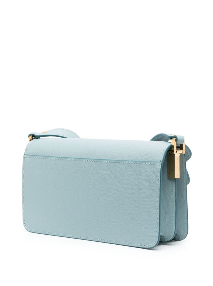 Light-Blue Crossbody Bag Saffiano Leather Woman Light Blue Calf Shoulder