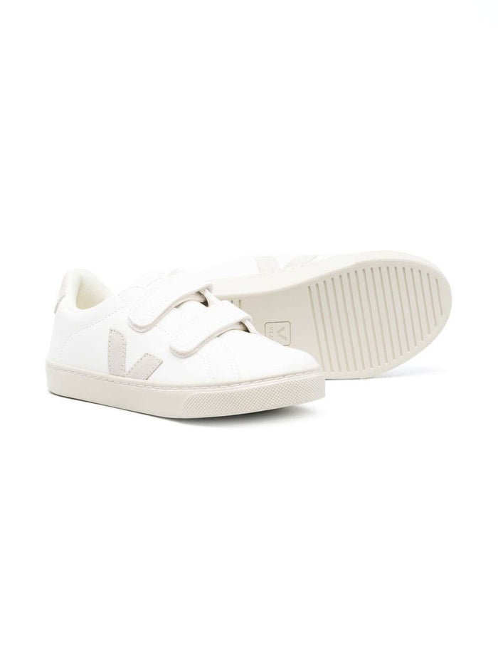 White Sneakers V-12 With Touch Strap Leather Kids Chromefree