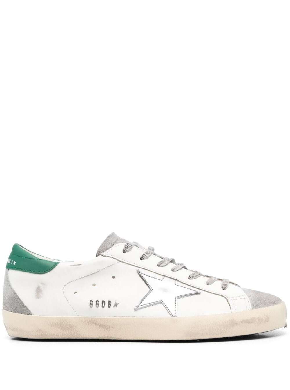 Super-Star White Low Top Sneakers With Embossed Logo And Contrasting Heel Tab Leather Suede Man Bovine