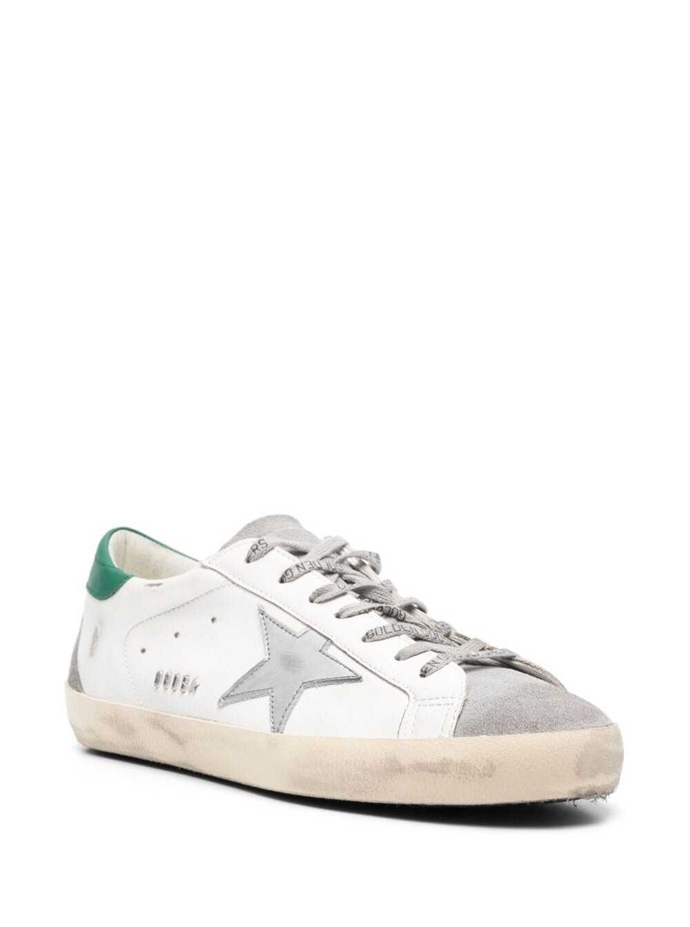 Super-Star White Low Top Sneakers With Embossed Logo And Contrasting Heel Tab Leather Suede Man Bovine