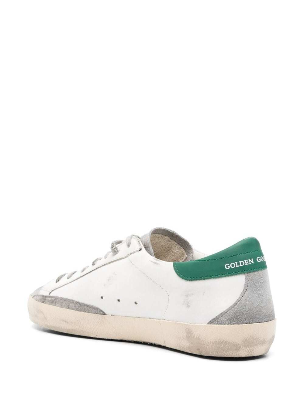 Super-Star White Low Top Sneakers With Embossed Logo And Contrasting Heel Tab Leather Suede Man Bovine