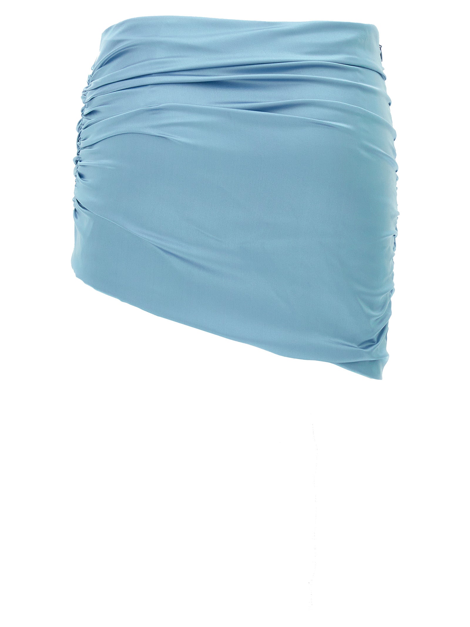 Satin mini skirt Light Blue Silk Elastane