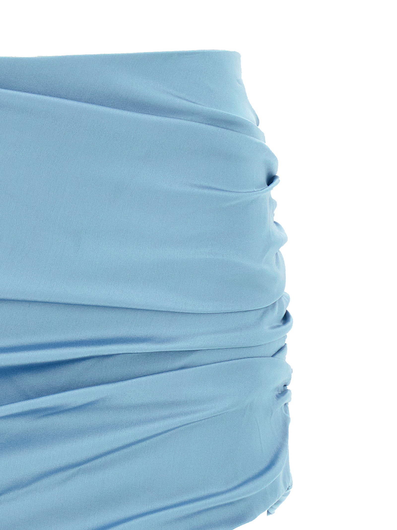Satin mini skirt Light Blue Silk Elastane