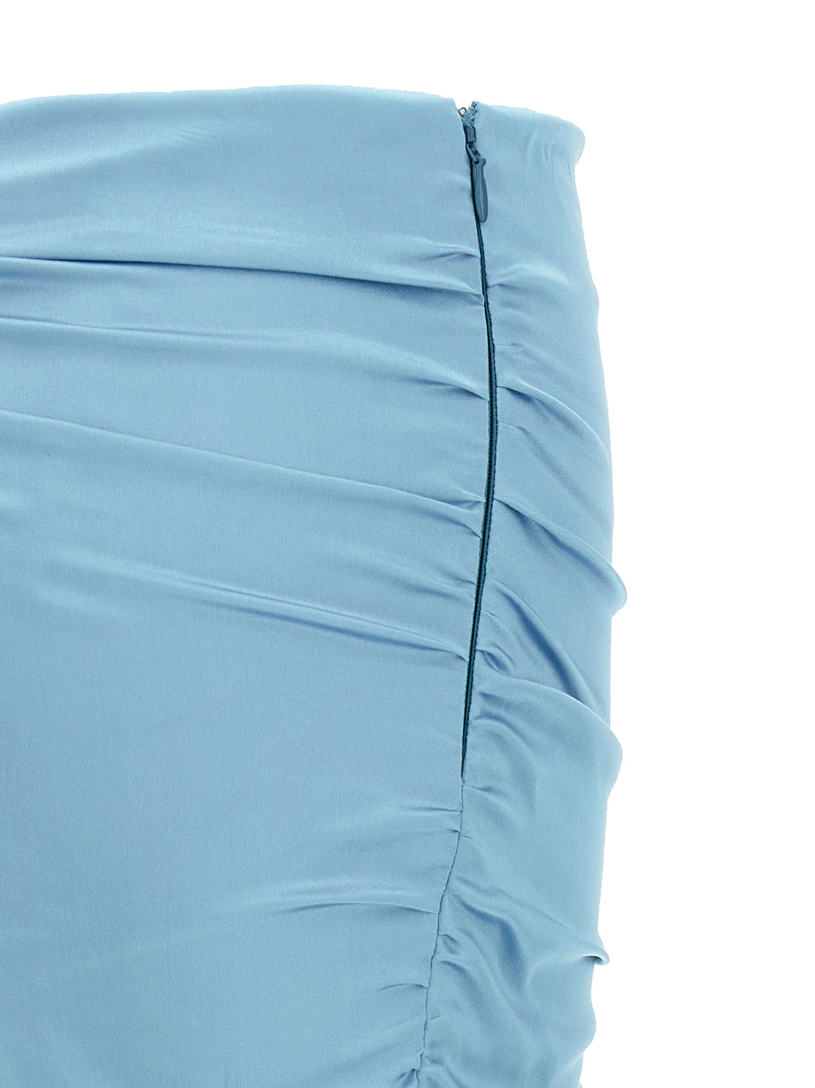 Satin mini skirt Light Blue Silk Elastane