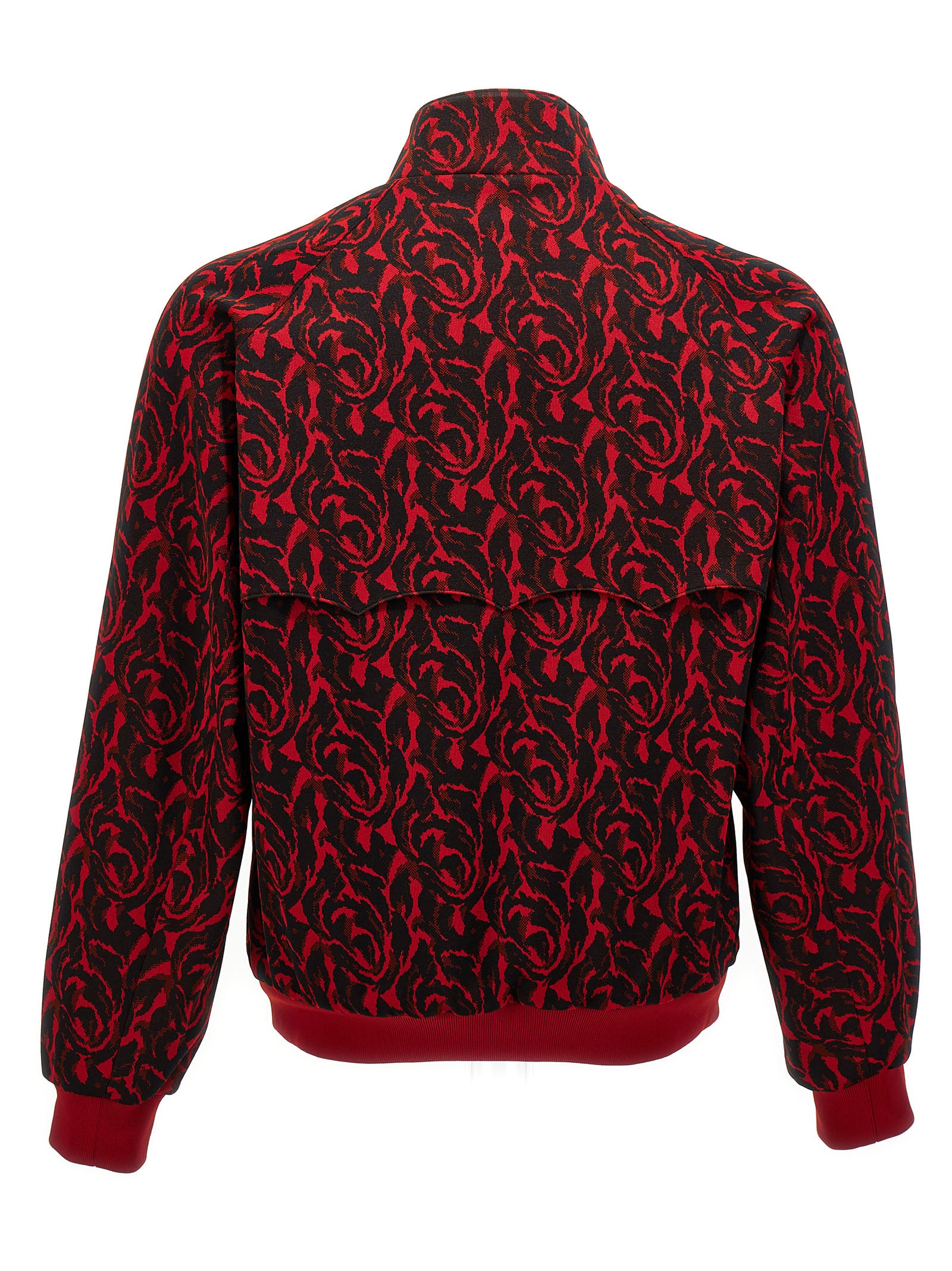 Jacquard needles bomber jacket Red Polyester Down Jacket, Parka, Casual