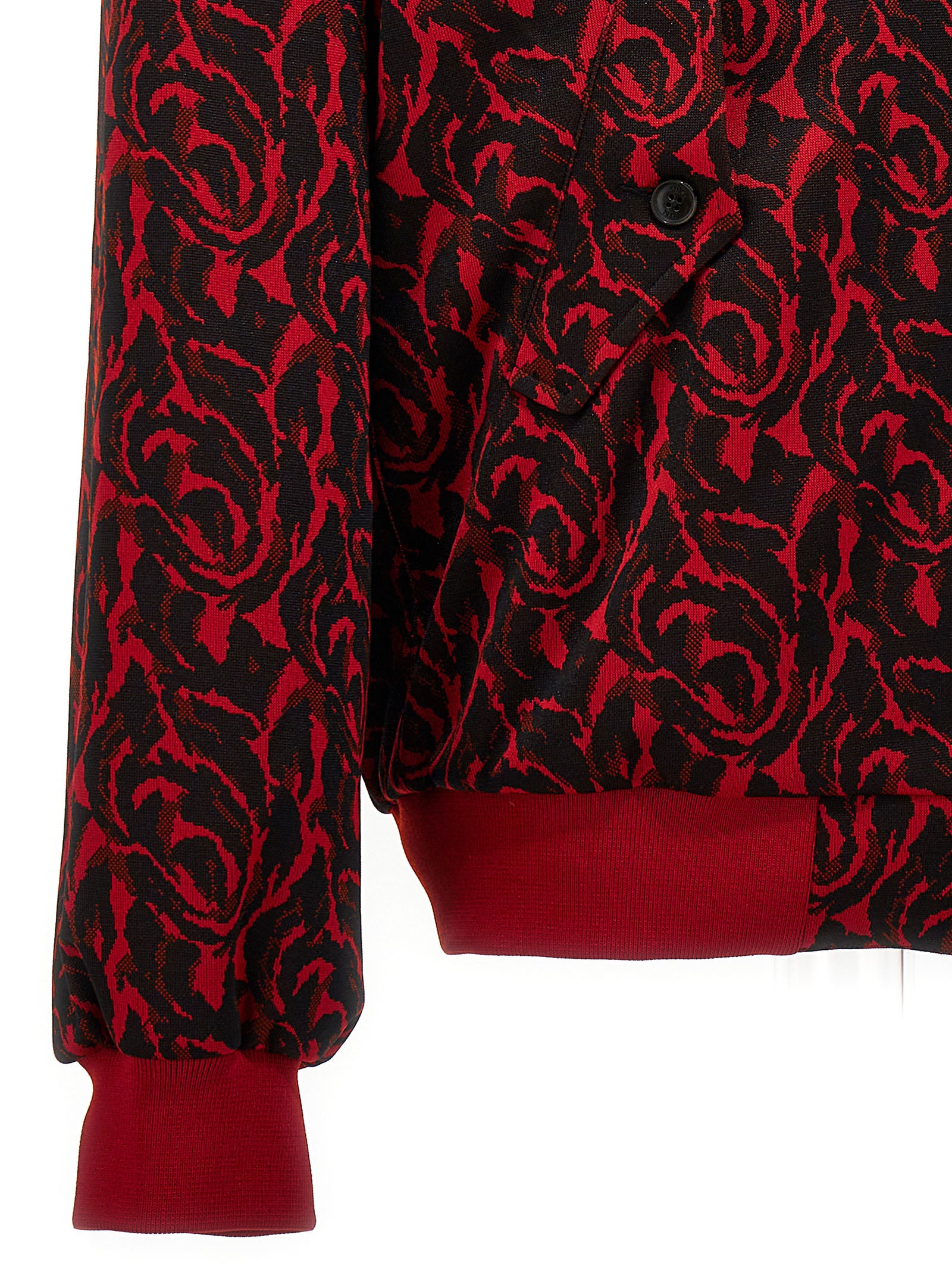 Jacquard needles bomber jacket Red Polyester Down Jacket, Parka, Casual