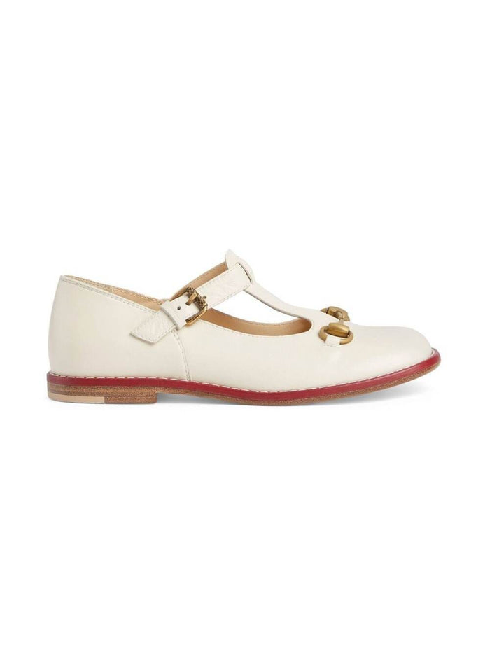 White Ballet Flats With Morsetto Detail Leather Girl Goat Ballerinas