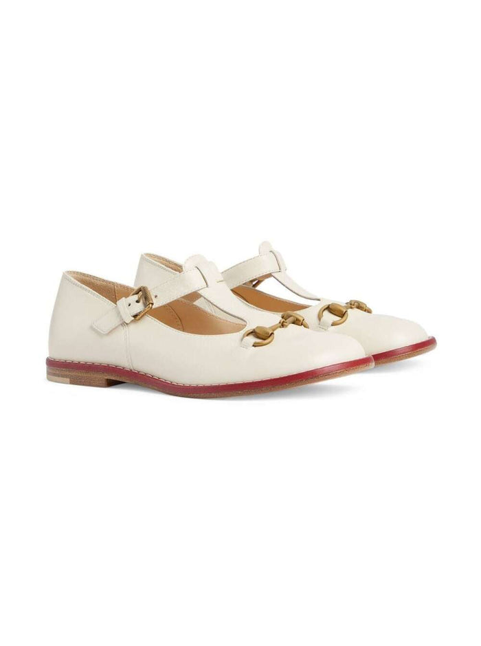 White Ballet Flats With Morsetto Detail Leather Girl Goat Ballerinas