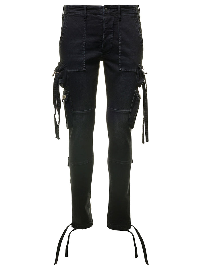 Black Tactical Cargo Pants Cotton Stretch Man Trousers