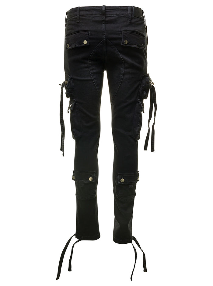 Black Tactical Cargo Pants Cotton Stretch Man Trousers
