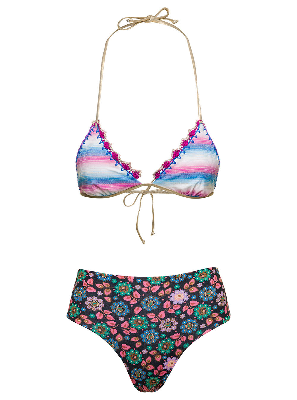 Doris Multicolor Reversible Two-Piece Swimsuit With Graphic Print Woman Polyamide Elastan Beachwear
