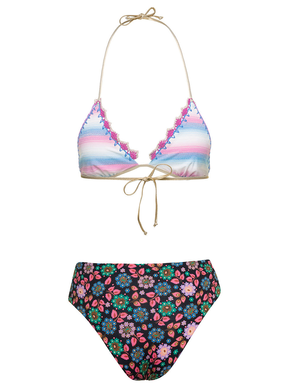 Doris Multicolor Reversible Two-Piece Swimsuit With Graphic Print Woman Polyamide Elastan Beachwear