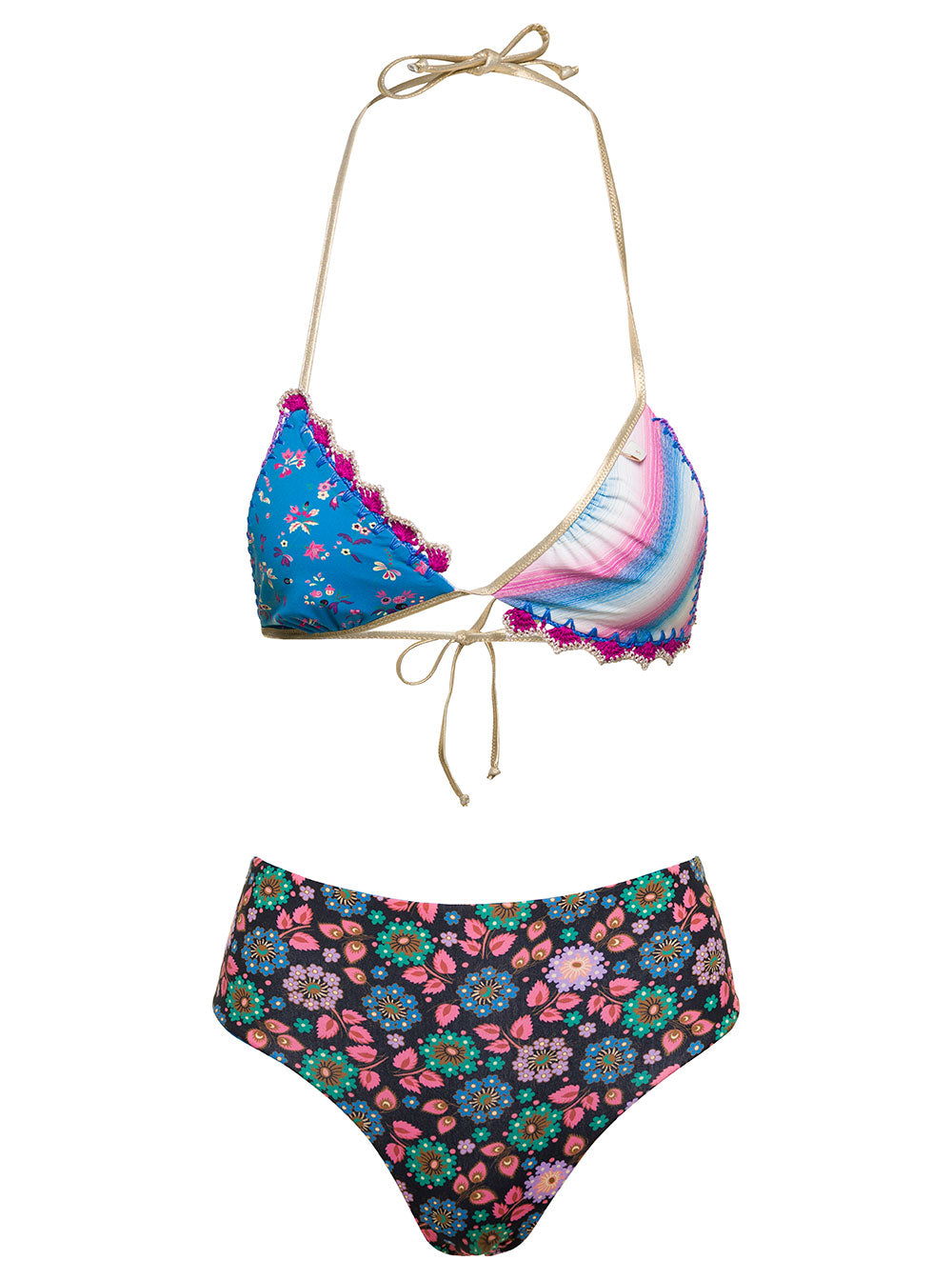 Doris Multicolor Reversible Two-Piece Swimsuit With Graphic Print Woman Polyamide Elastan Beachwear