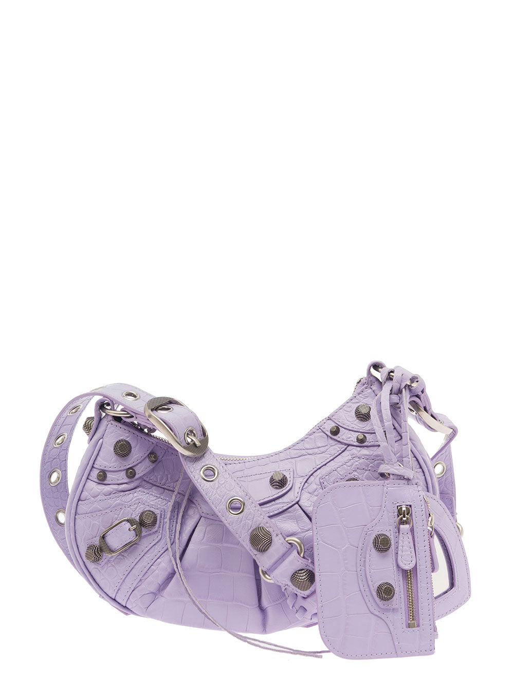 Le Cagole Xs Crossbody Bag Violet Crocodile Leather Woman Calf Shoulder