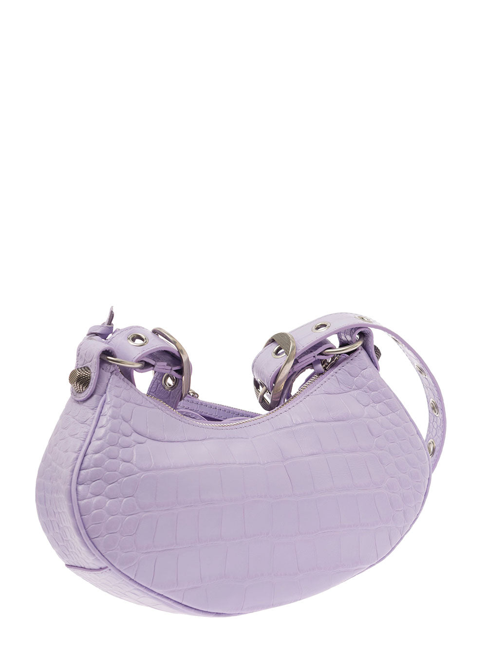 Le Cagole Xs Crossbody Bag Violet Crocodile Leather Woman Calf Shoulder