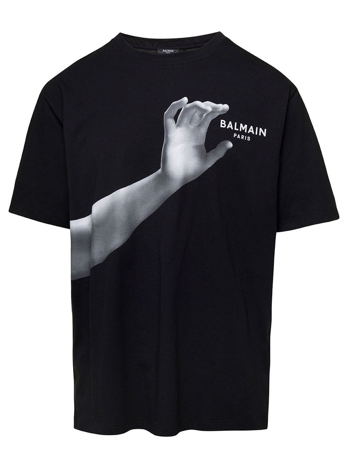Black Crewneck T-Shirt Witth Printed Logo On The Chest Cotton Man Tshirts And Polo Shirts
