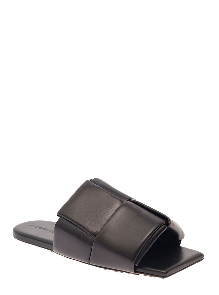 Black Flat Mules Intreccio Leather Man Lamb Shoes