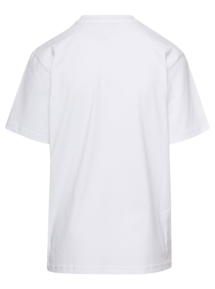 White Crewneck T-Shirt With Casa Way Print On The Chest Cotton Woman Organic Tshirts And Polo Shirts