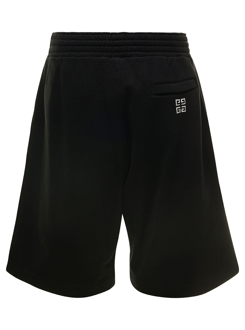 Black Shorts With Logo On The Leg Cotton Man And Bermuda