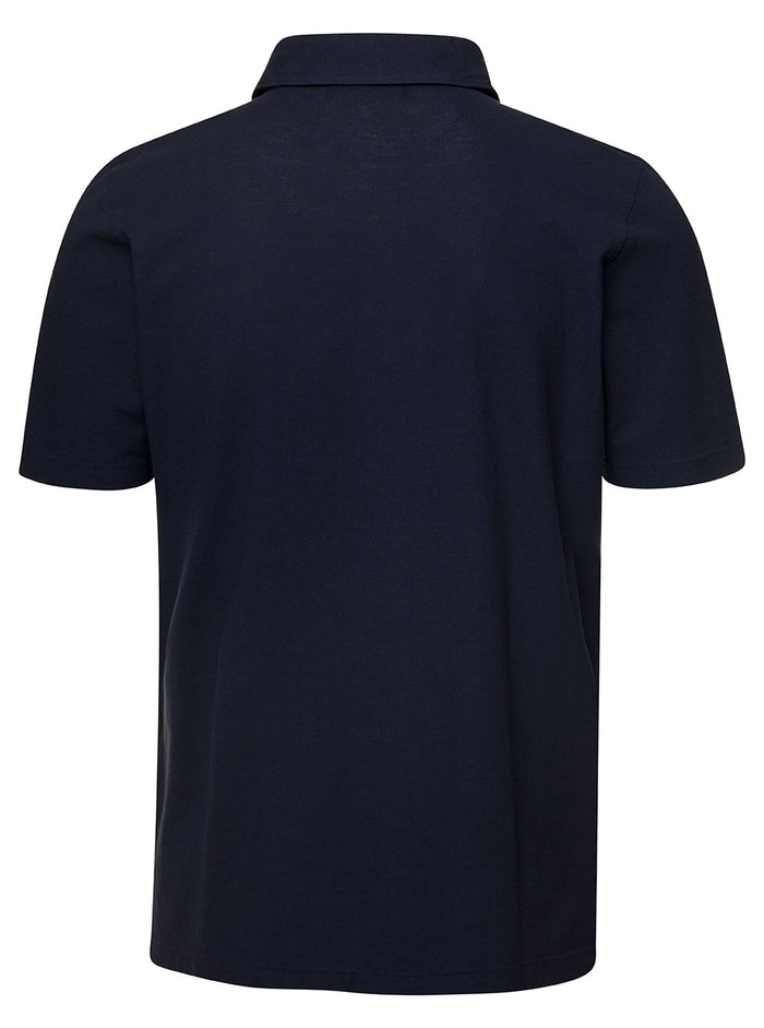 Blue Short Sleeve Polo Shirt With Contrasting Logo Patch Cotton Man Blu Tshirts And