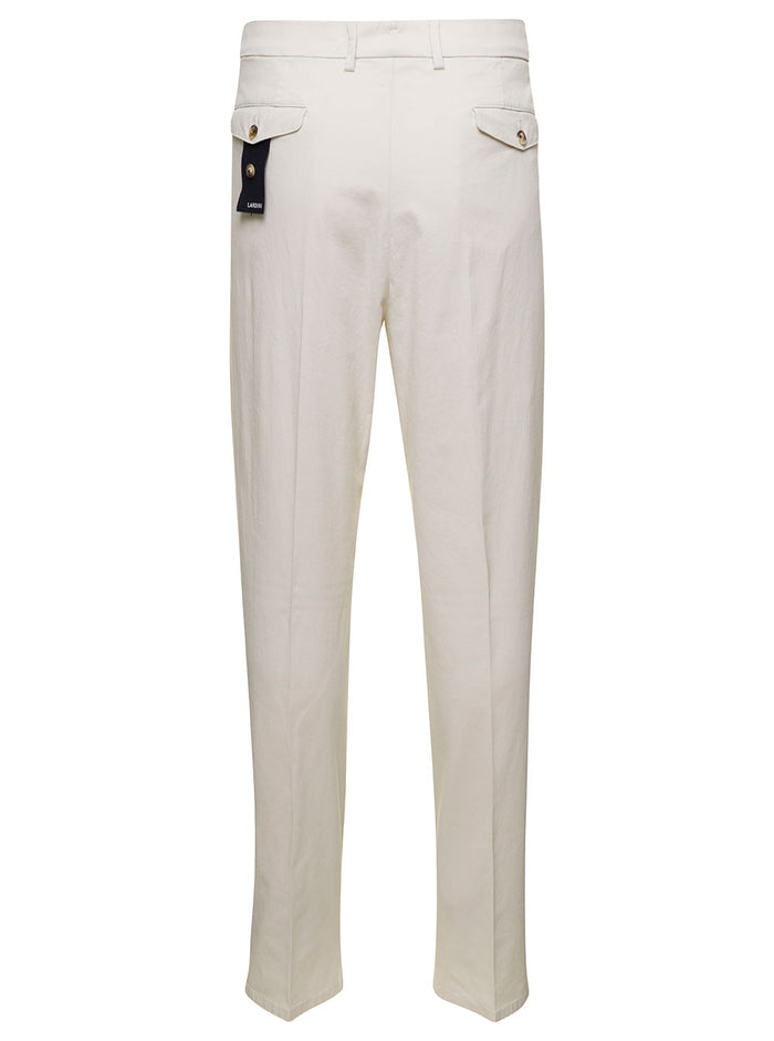 Pantalone Doppia Pince Beige Cotton Elastane Trousers