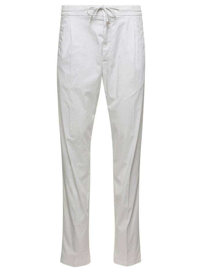 Miami Grey Pants With Drawstring And Welt Pockets Cotton Blend Man Lycra Elastane Trousers