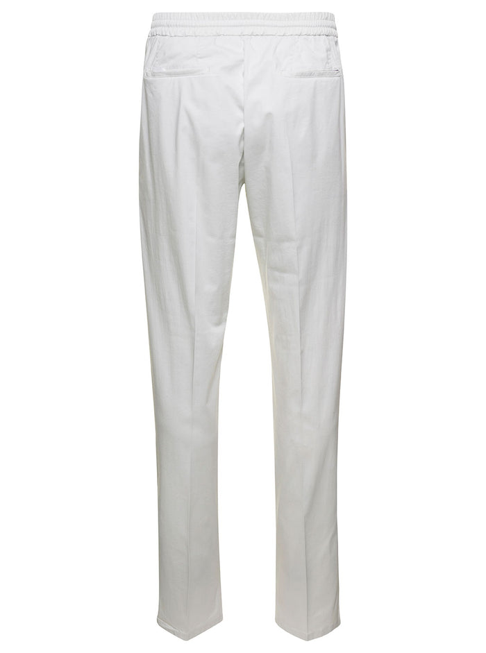 Miami Grey Pants With Drawstring And Welt Pockets Cotton Blend Man Lycra Elastane Trousers