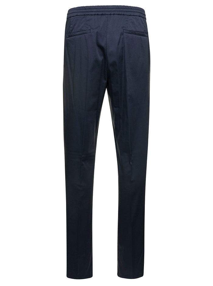 Miami Blue Pants With Drawstring And Welt Pockets Cotton Blend Man Blu Lycra Elastane Trousers