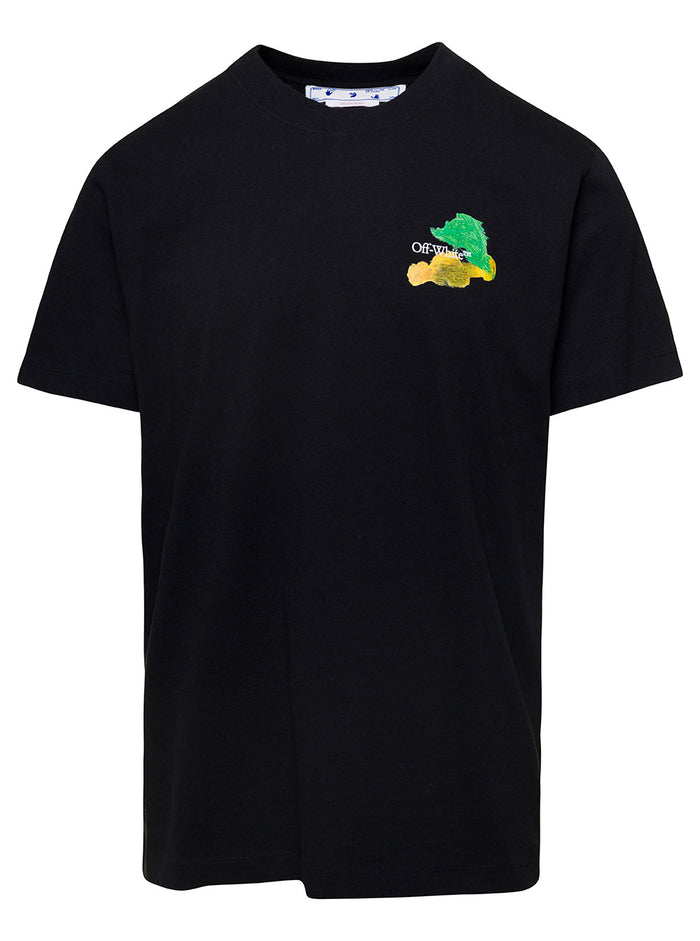 Black Crewneck T-Shirt With Logo And Signature Arrow Print Cotton Man Tshirts Polo Shirts