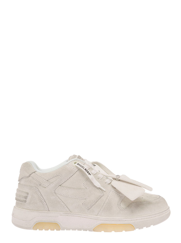 Out Of Office Sneakers White Leather Man Calf Polyester