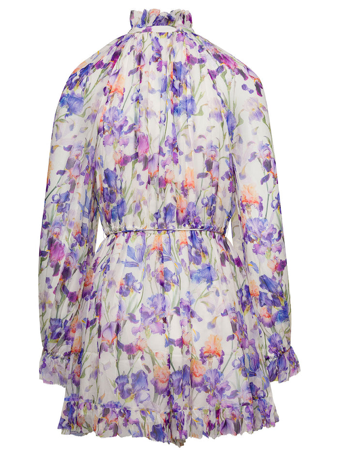 Lilac Tama Playsuit With Floral Print All-Over Viscose Woman Shirts And Blouses