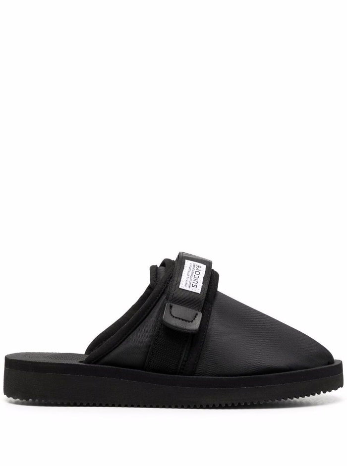 Black Zavo-Cab Slippers Nylon Man Suicoke Flat Shoes