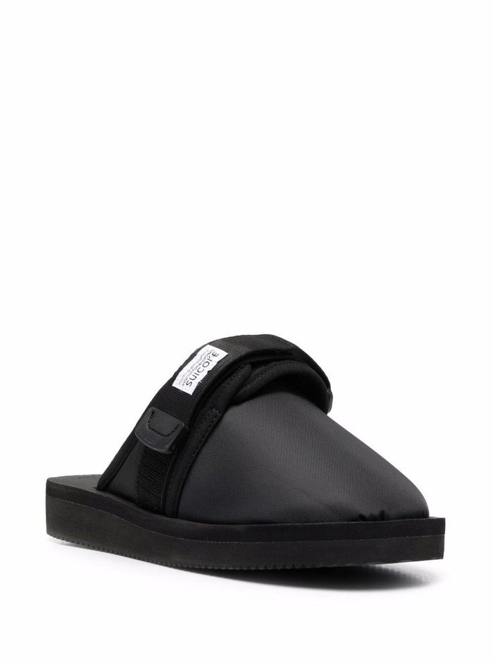 Black Zavo-Cab Slippers Nylon Man Suicoke Flat Shoes