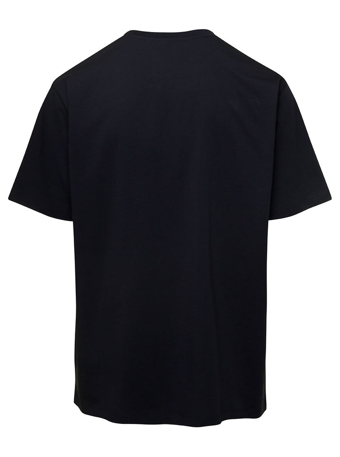 Black Crew Neck T-Shirt With Logo Print On The Chest Cotton Man Tshirts And Polo Shirts