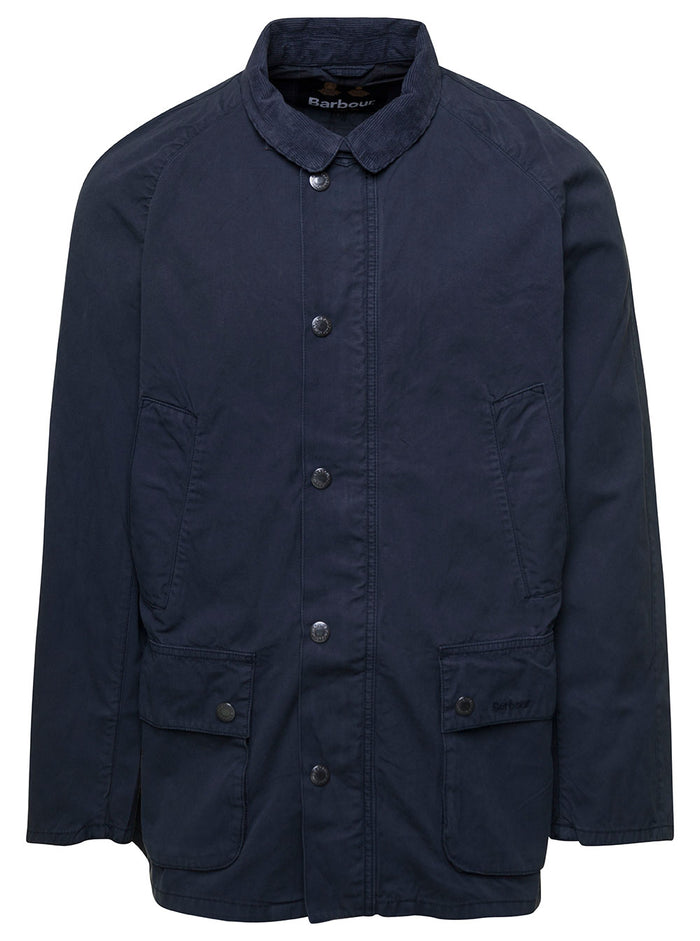 Ashby Blue Jacket With Patch Pockets Cotton Man Blu