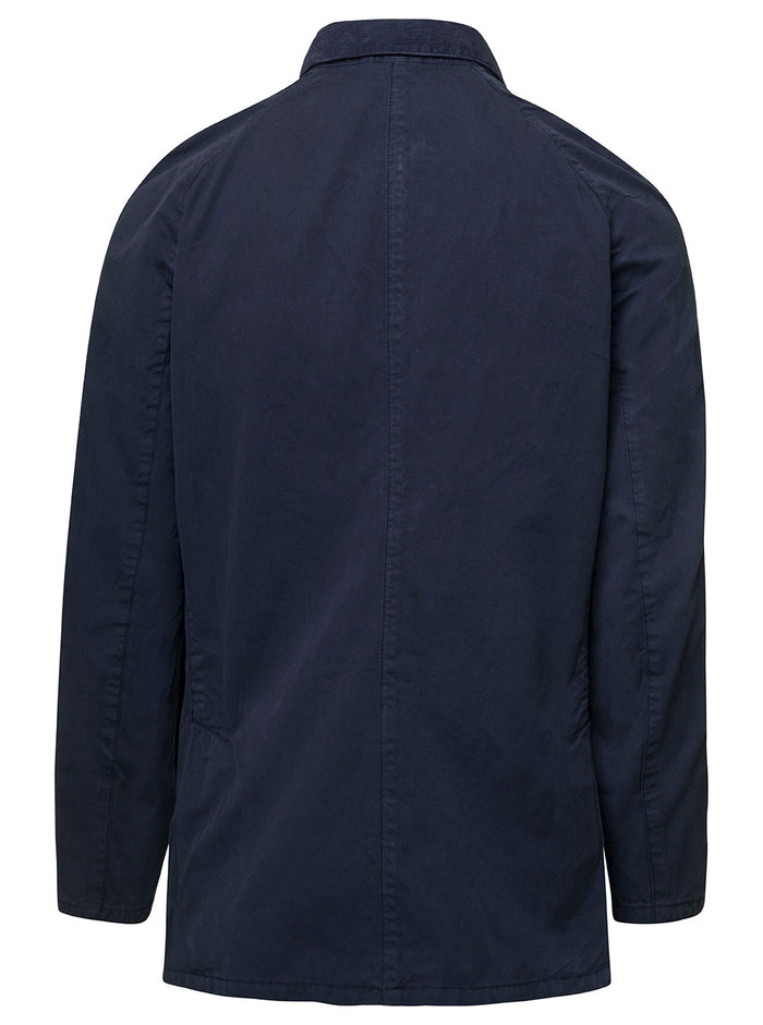 Ashby Blue Jacket With Patch Pockets Cotton Man Blu