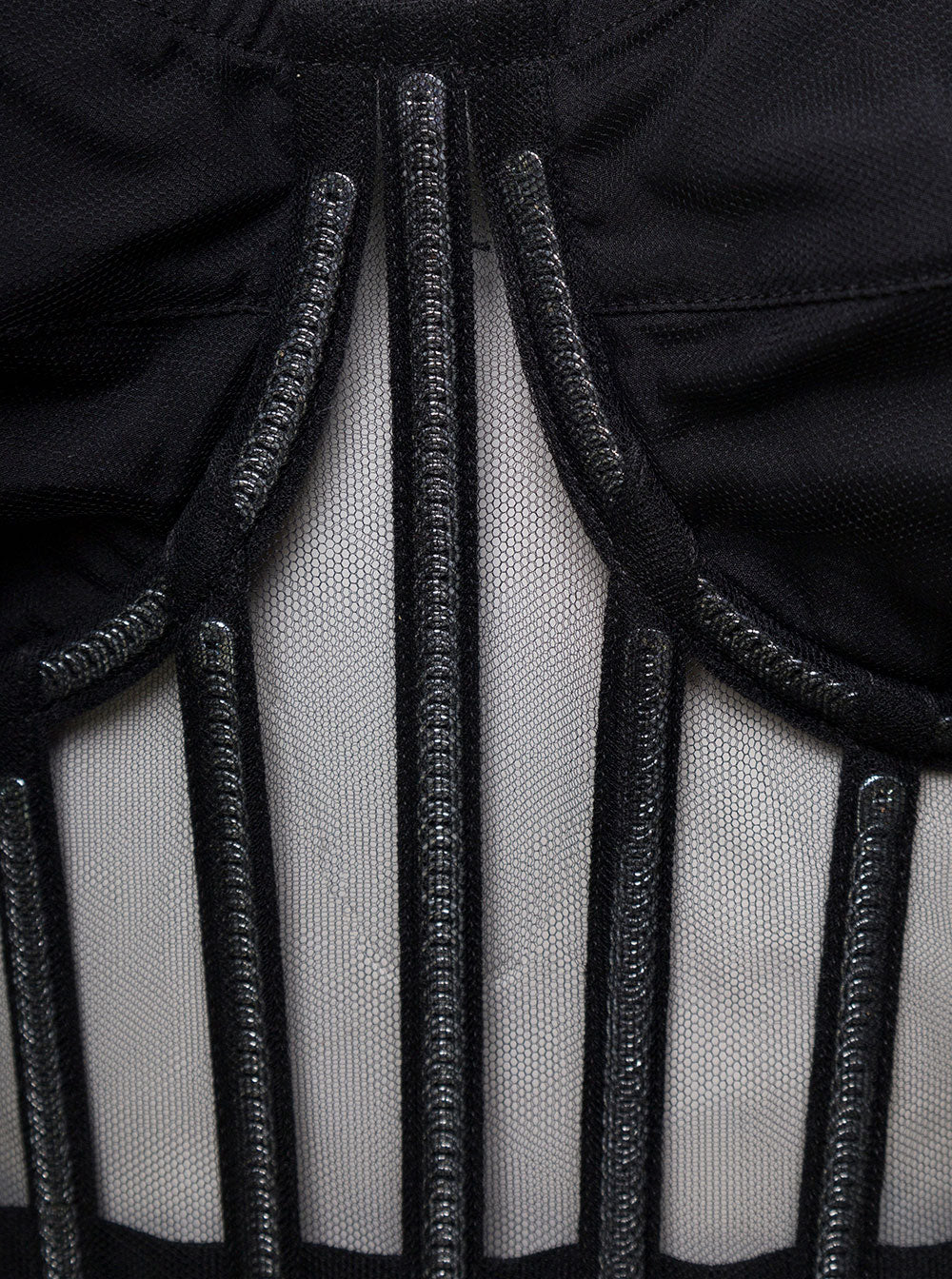Black Corset Top With Boning And Sweetheart Neckline Polyamide Woman Tops